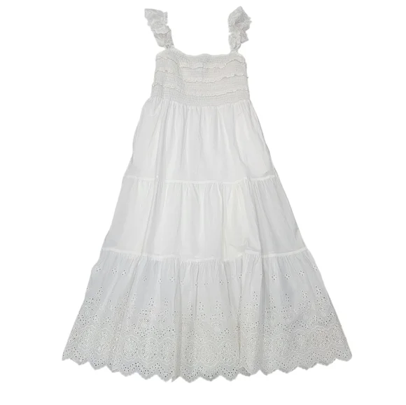 NWT Hello Molly Let Me Fall In Love White Midi Dress Lace Ruffles Women’s M - Picture 3 of 17